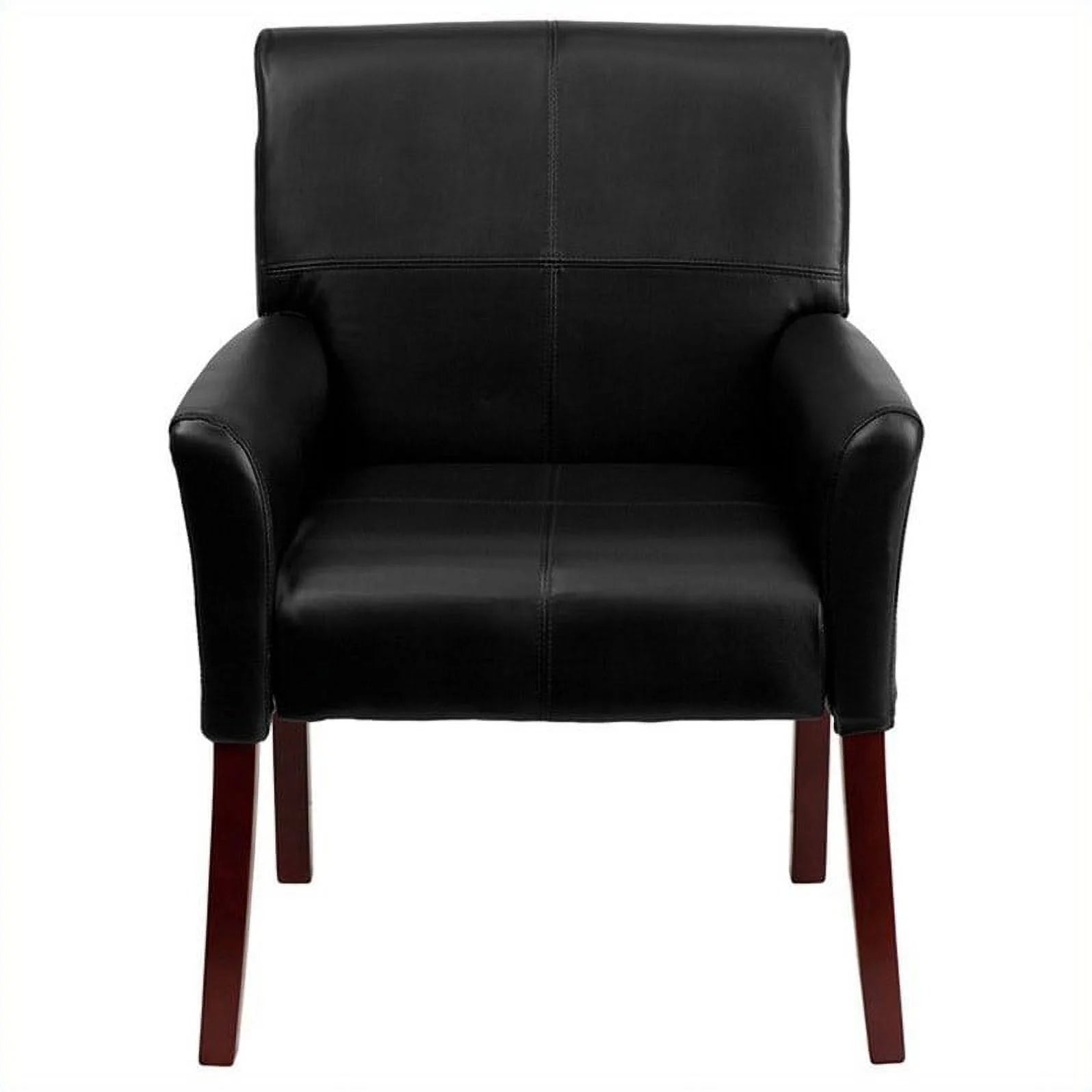 Kingfisher Lane Executive Side Guest Chair in Black with Mahogany Legs