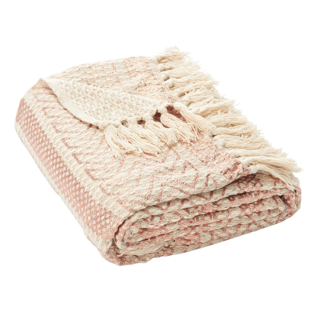 SAFAVIEH Becks Striped Throw with Fringe, 60" x 72", Beige/Copper