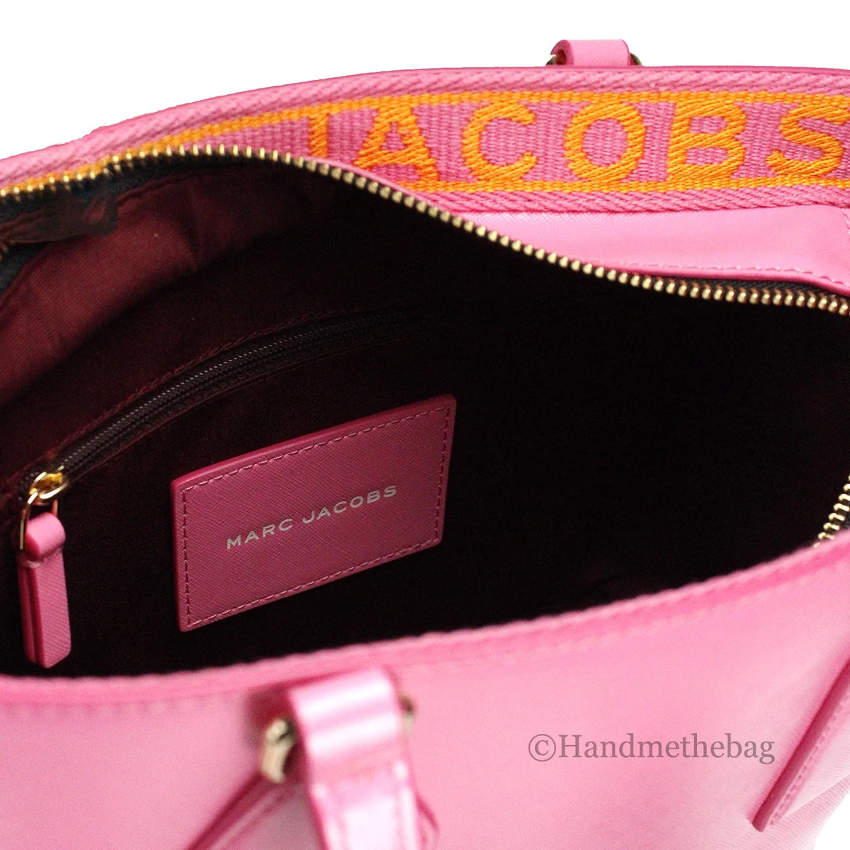 Marc Jacobs Small Candy Pink Saffiano Leather Tote Crossbody Bag