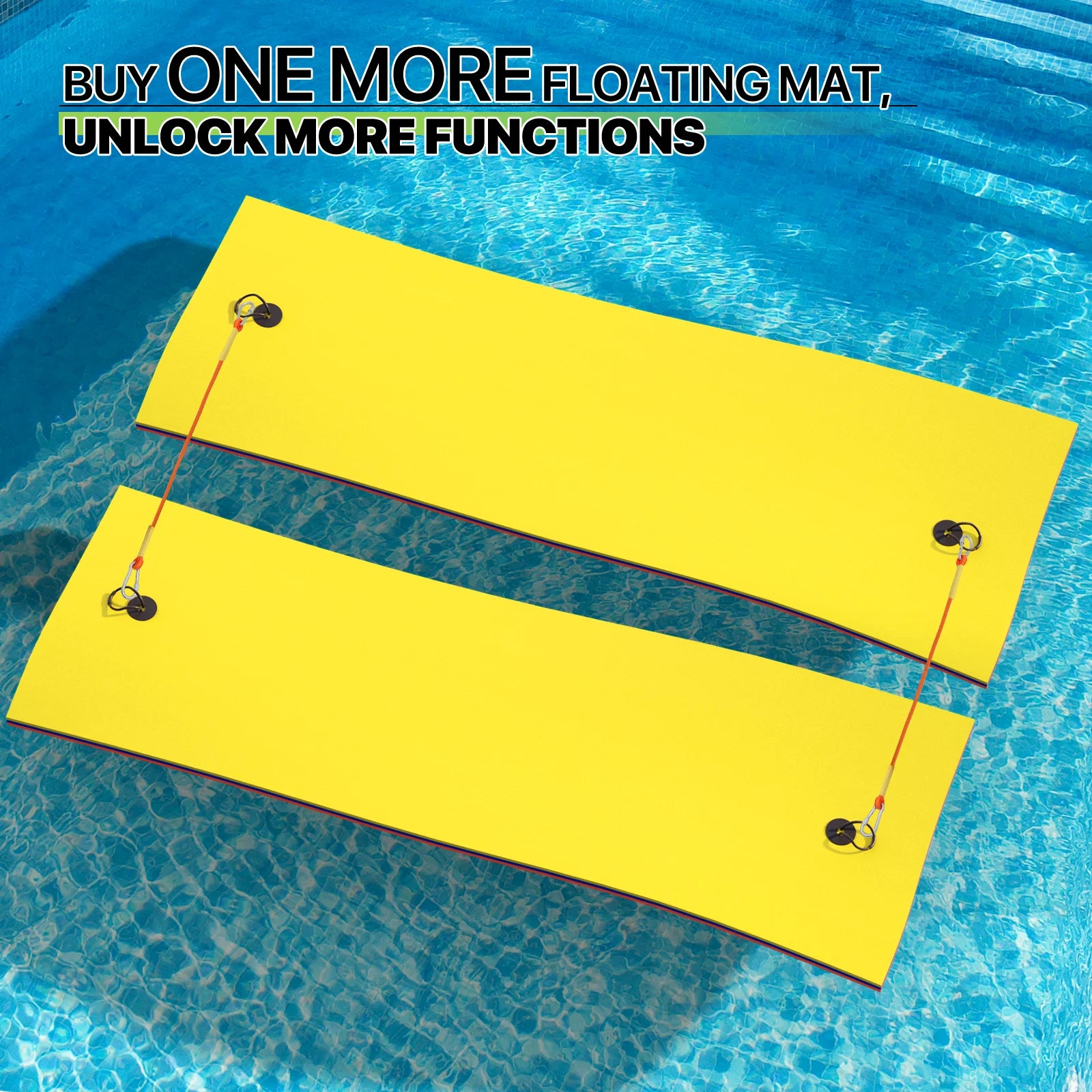 Magshion 9' x 3' Water Floating Mat, 3-Layer Tear-Resistant XPE Foam Water Floating Pad Lily Pad for Pool Lake River Ocean Outdoor Water Activities, Yellow
