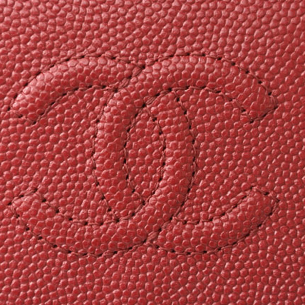 Secondhand Chanel wallet CHANEL here mark caviar skin dark red (Like New)