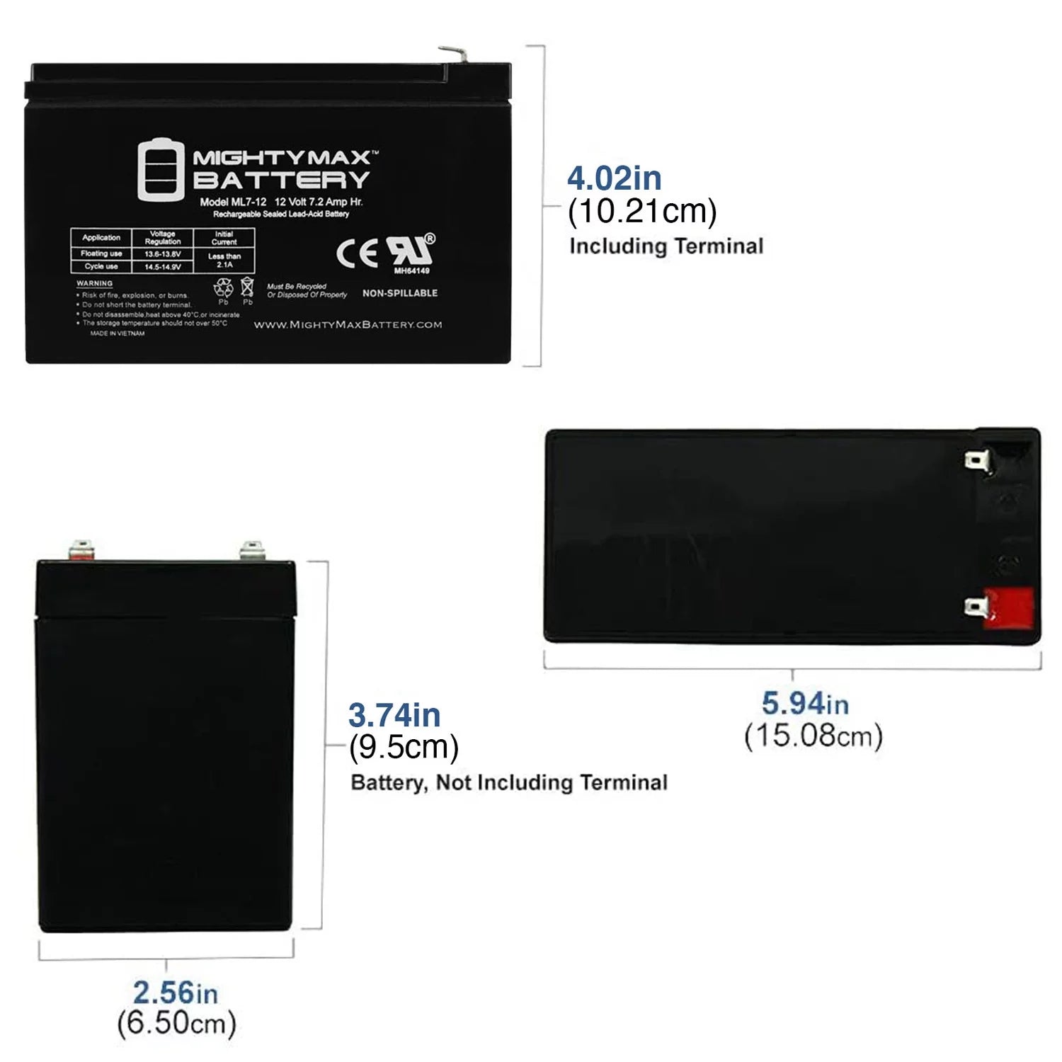 12V 7.2AH Battery Replaces Sea-Doo ZS06, EVX1272F2 + 12V 1Amp Charger