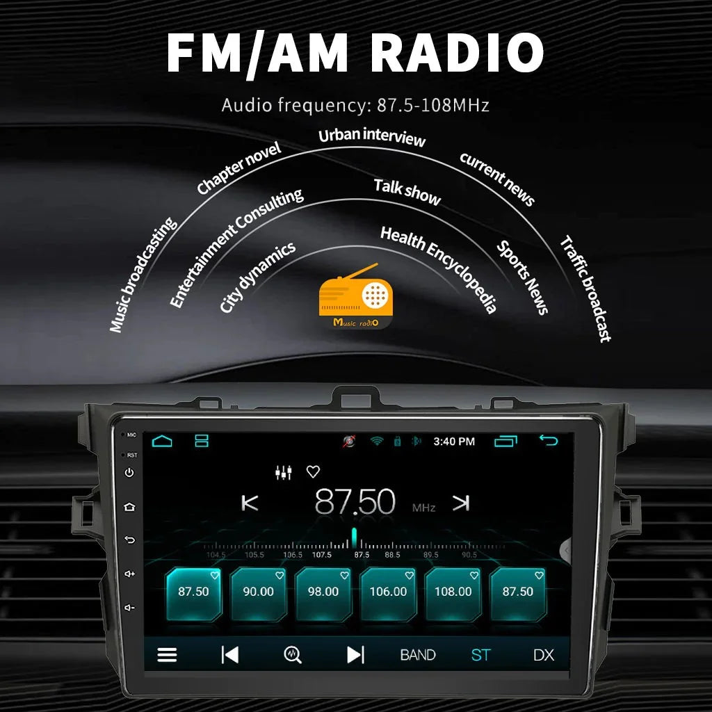 Binize Car Stereo for Toyota Corolla 08-12 Android 12 Compatible with CarPlay&Android Auto,9 Inch Touch Screen Double Din Car Radio Support Bluetooth, GPS Navigation, FM&AM, Backup Camera