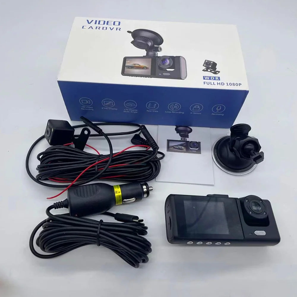 Virwir WiFi Dash Cam 1920x1080P FHD Front Inside and Rear Dash Cam Three Cam Car DVR Night Vision Loop Recording