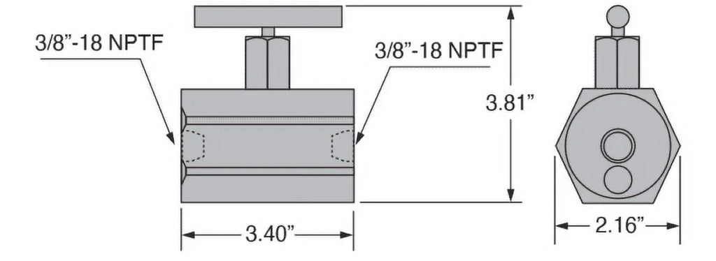 Freedom Hydraulics  Manually Released Check Valve With Pressure Relief Bypass, 3/8" NPTF - FCVMR38