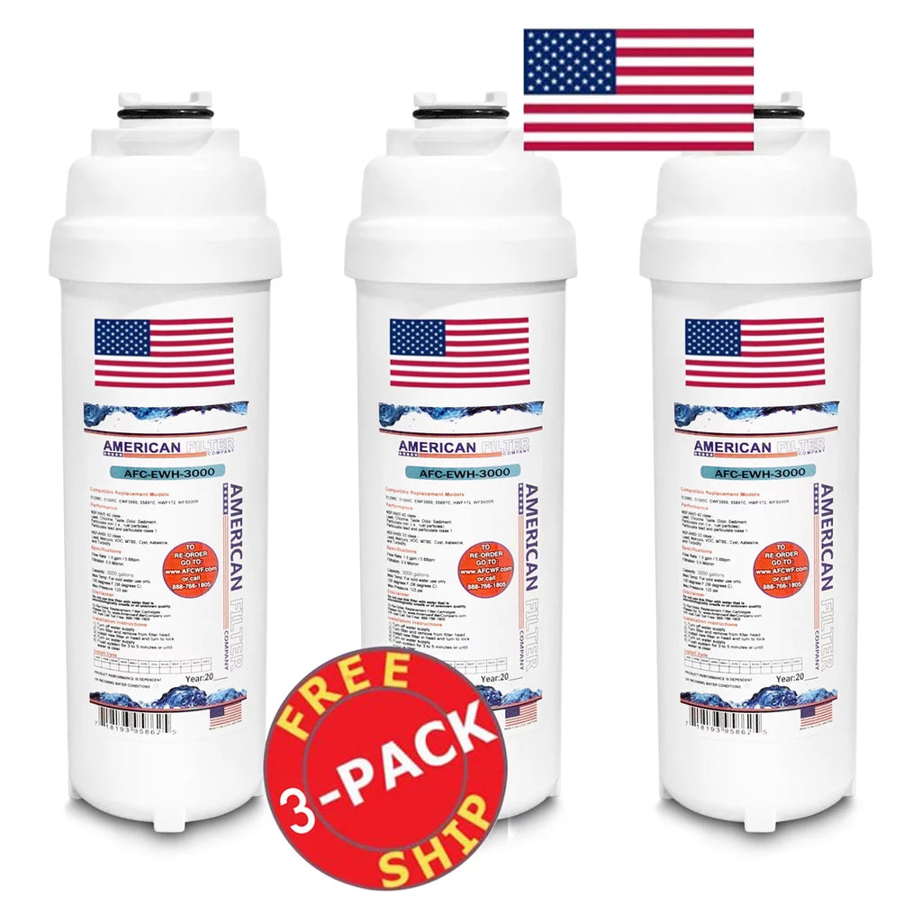 AFC Brand , Water Filter , Model # AFC-EWH-3000 , Compatible with HTVZDBLSS-WF - 3 Filters - Made in U.S.A.