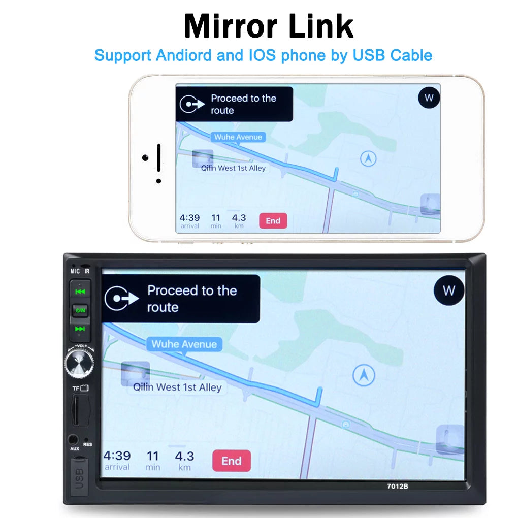 7" Double Din Radio Car Stereo Bluetooth HD Touch Screen with Reverse Camera And Mirror Link(Both Support Android and ios System)