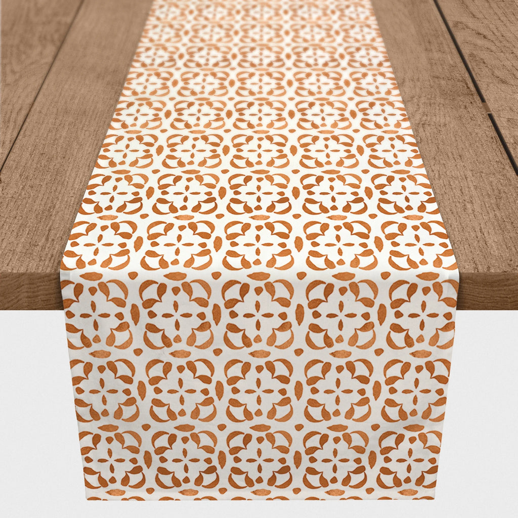 Creative Products Watercolor Tile Pattern Orange 16x72 Poly Twill Table Runner