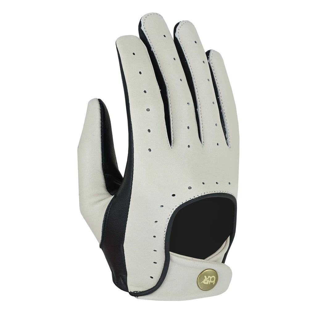 Women Ladies 100% Genuine Lambskin Leather Driving Gloves Chauffeur Full Finger Car Driving Motorcycle Bikers Riding Gloves Bone White-XL