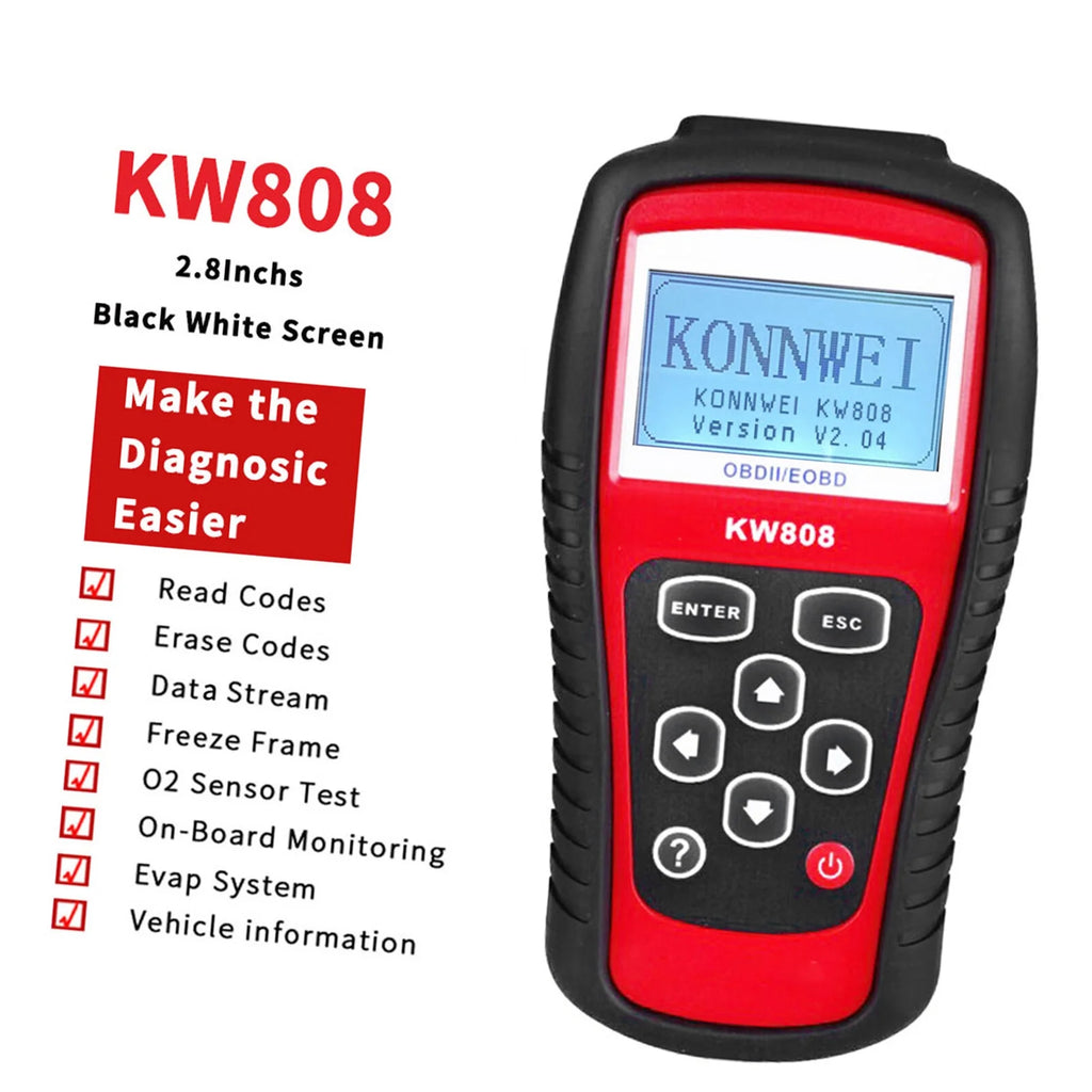 OBDII / EOBD Cars Code Reader and Auto Scanner Detection Decoder KW808