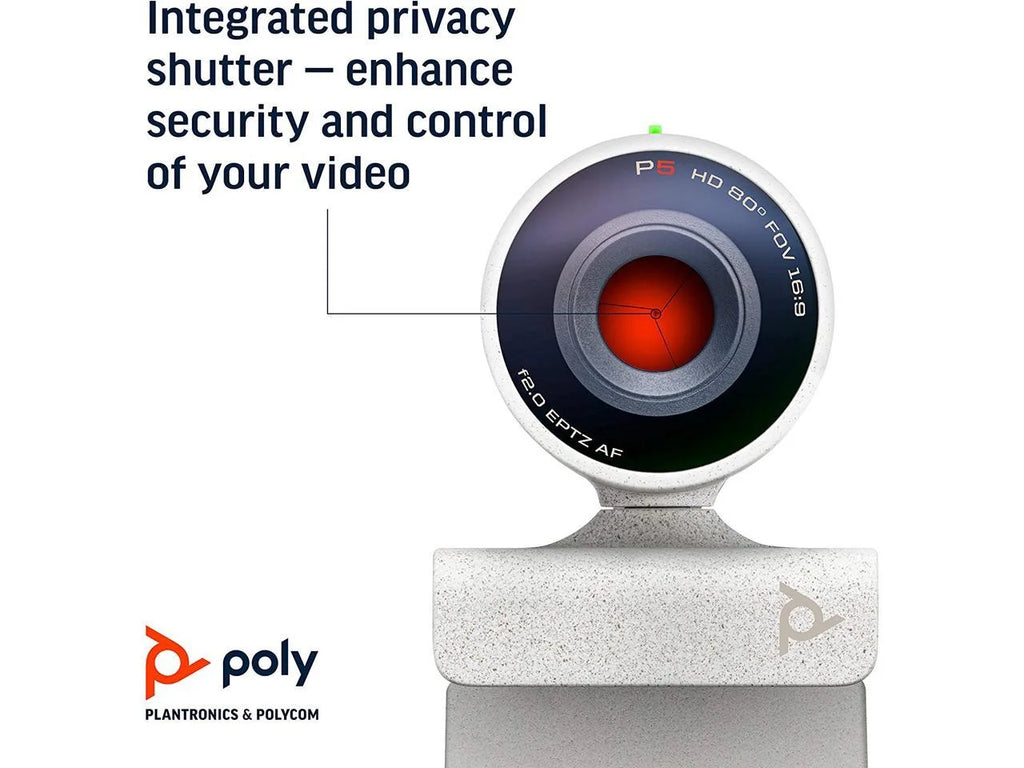 Poly - Studio P5 Webcam with Blackwire 3325 Headset Kit (Plantronics + Polycom) - 1080p HD Professional Video Conferencing Camera & Stereo Audio Wired Headset USB-A - Certified for Zoom & Teams