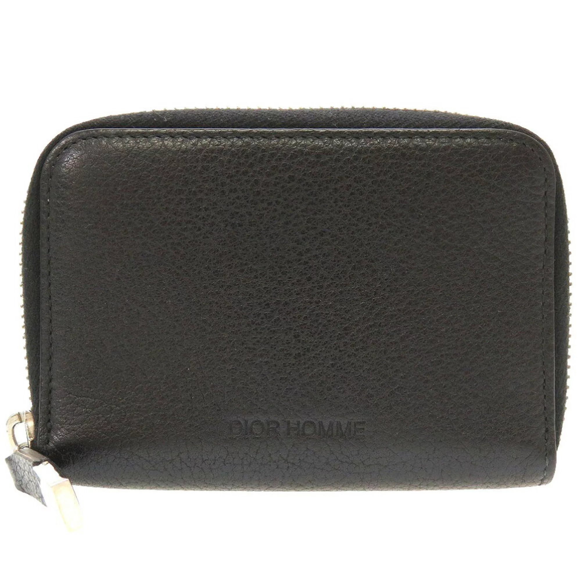 Previously Owned Dior Homme Leather Black Men's Round Coin Case (Good)