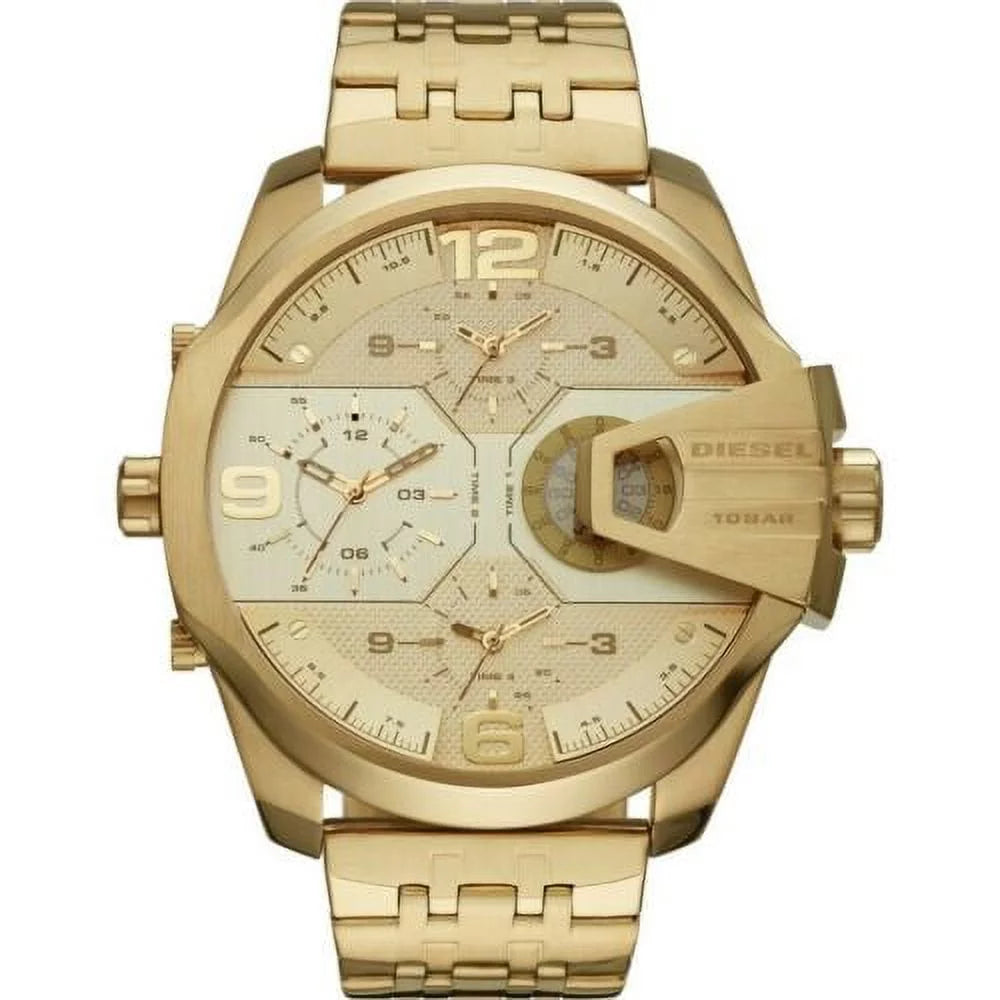 DIESEL UBER CHIEF MEN'S GOLD TONE Corrosion-free MULTI TIME WATCH DZ7447