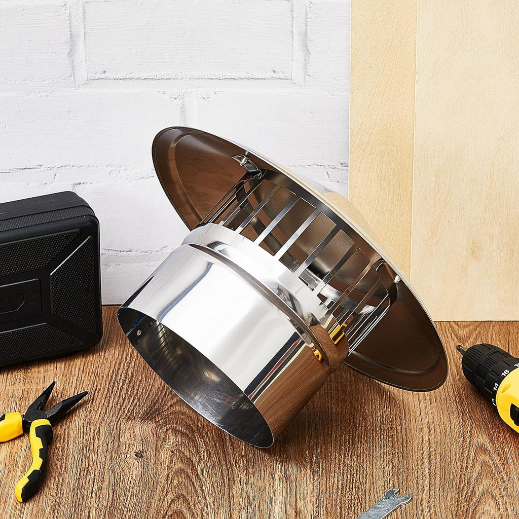 6 Inch Cone Top Chimney Cap Corrosion-free Metal Cone Cap with Screen Chimney Cover Outside Roof Silver Fireplace Screen Cover Exterior Stove Pipe Topper for Vent Flue Family Kitchen Cooking