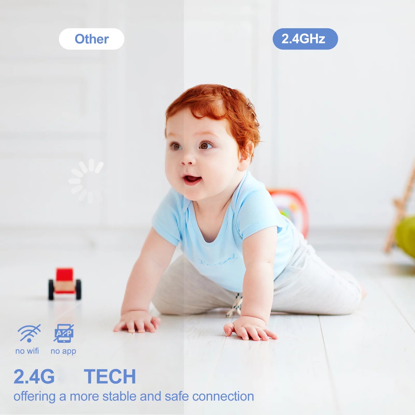 Arealer Wireless Monitor Video Monitor for Monitor with 4.3 Inch TFT LCD Screen Room Detection Motion Detection IR Functions Built-in Lullabies