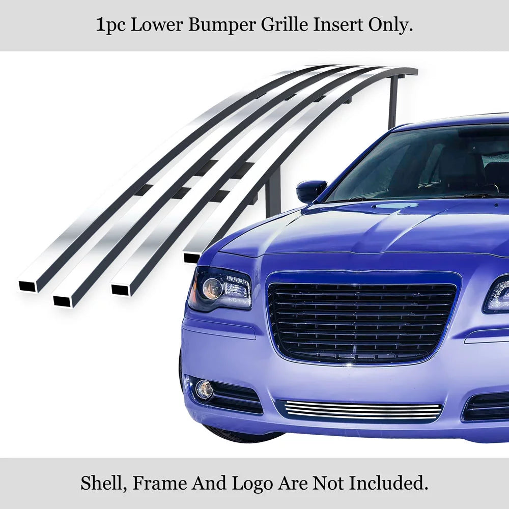 APS Premium Corrosion-free Metal Chrome 8x6 Billet Grille Compatible with Chrysler 300 300C 2011-2014 Lower Bumper N19-S10366R