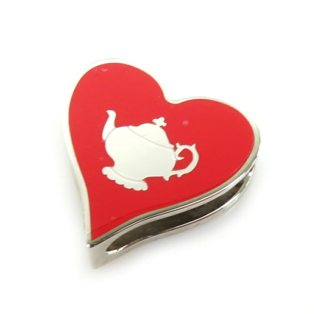 Previously Owned HERMES Scarf Muffler Ring Tea Time Metal/Enamel Silver/Red Female (Good)