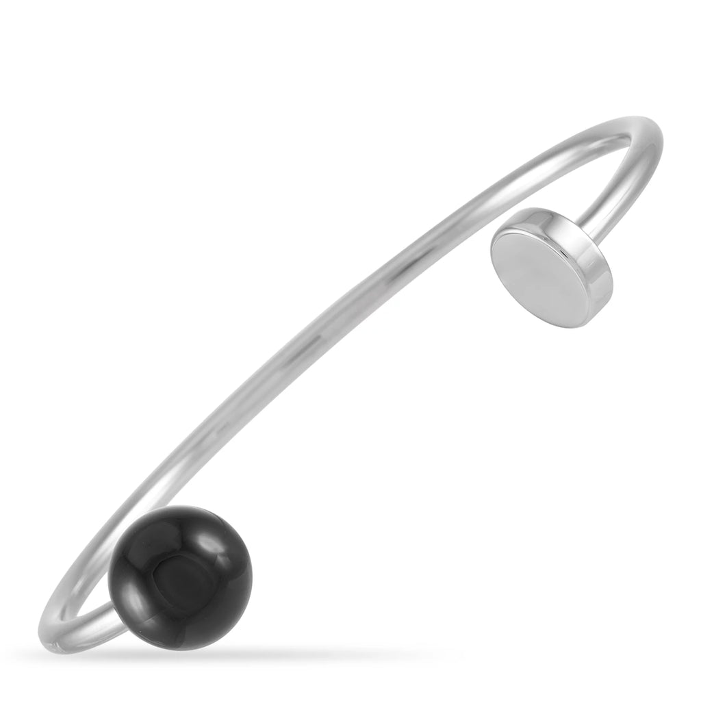 Calvin Klein Bubbly Rust-resistant Metal Onyx Open Bangle Bracelet