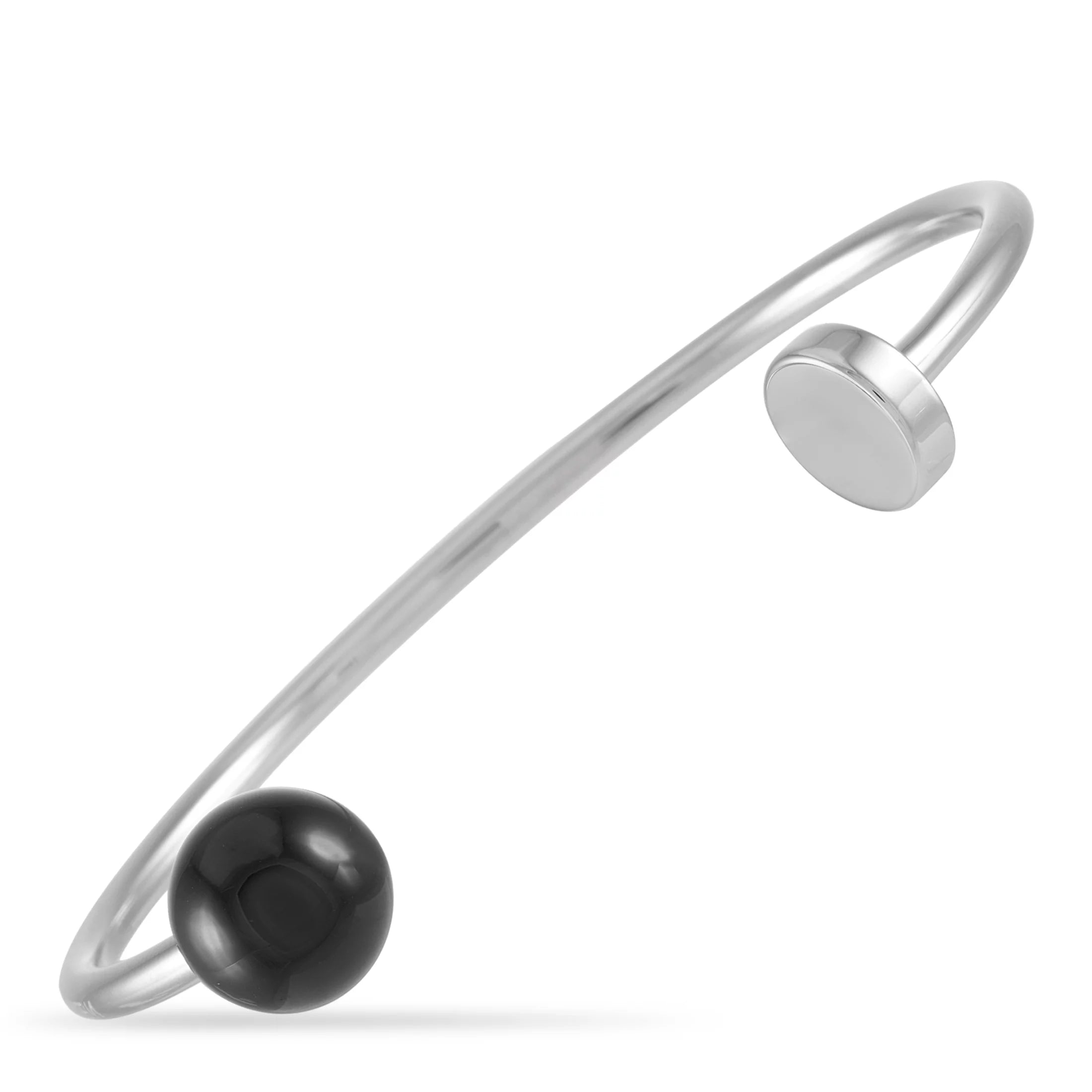 Calvin Klein Bubbly Rust-resistant Metal Onyx Open Bangle Bracelet