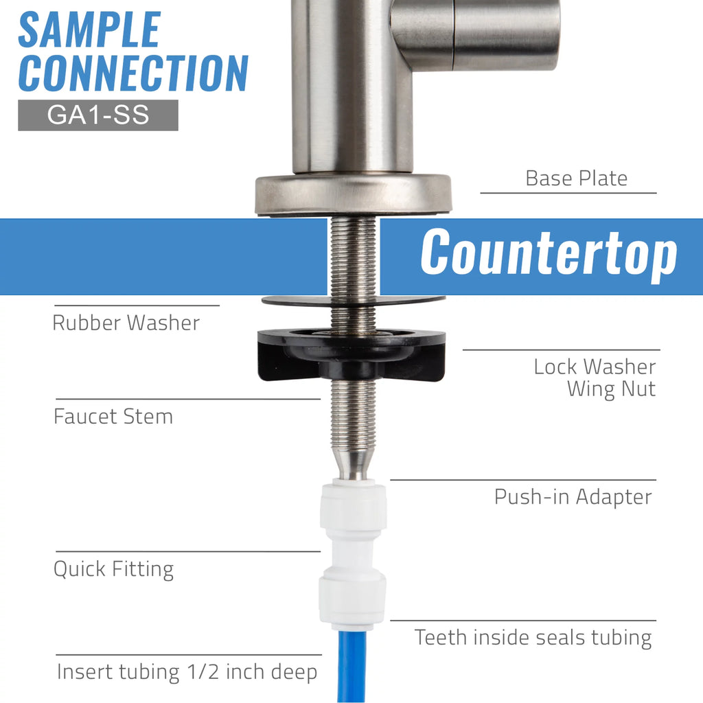 iSpring GA1-SS Premium Rust-resistant Alloy Drinking Reverse Osmosis Water Filtration Systems, 100% Lead-Free RO Faucet, Brushed Nickel