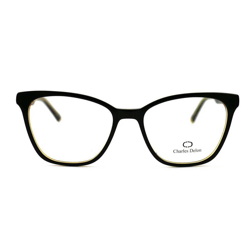 Eyeglasses Womens Black/Gold Frames Cat Eye 54 18 142 by Charles Delon