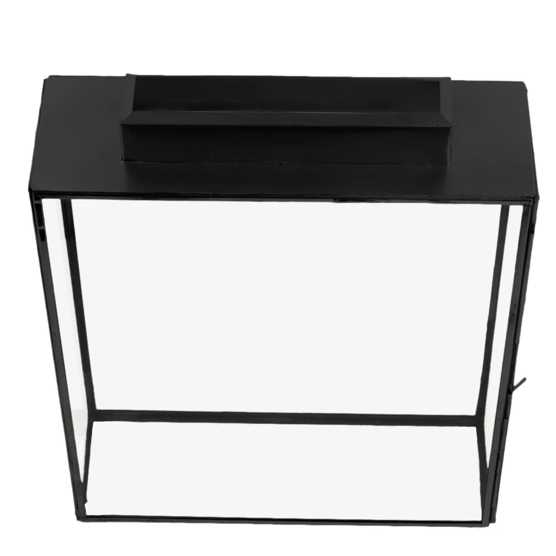 Koyal Wholesale Glass Wedding Card Gift Box Holder, Reception Drop Box (Black, 15.5 x 13.5 x 4)