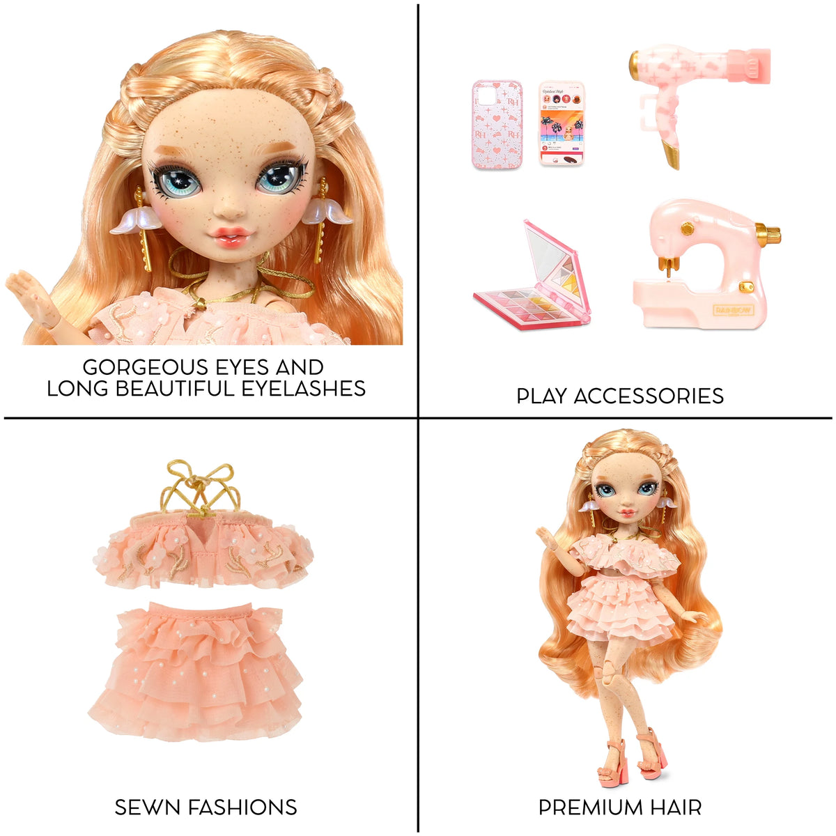 Rainbow High Victoria - Light Pink Fashion Doll, Freckles from Head to Toe. Fashionable Outfit & 10+ Colorful Play Accessories. Kids Gift 4-12 Years and Collectors