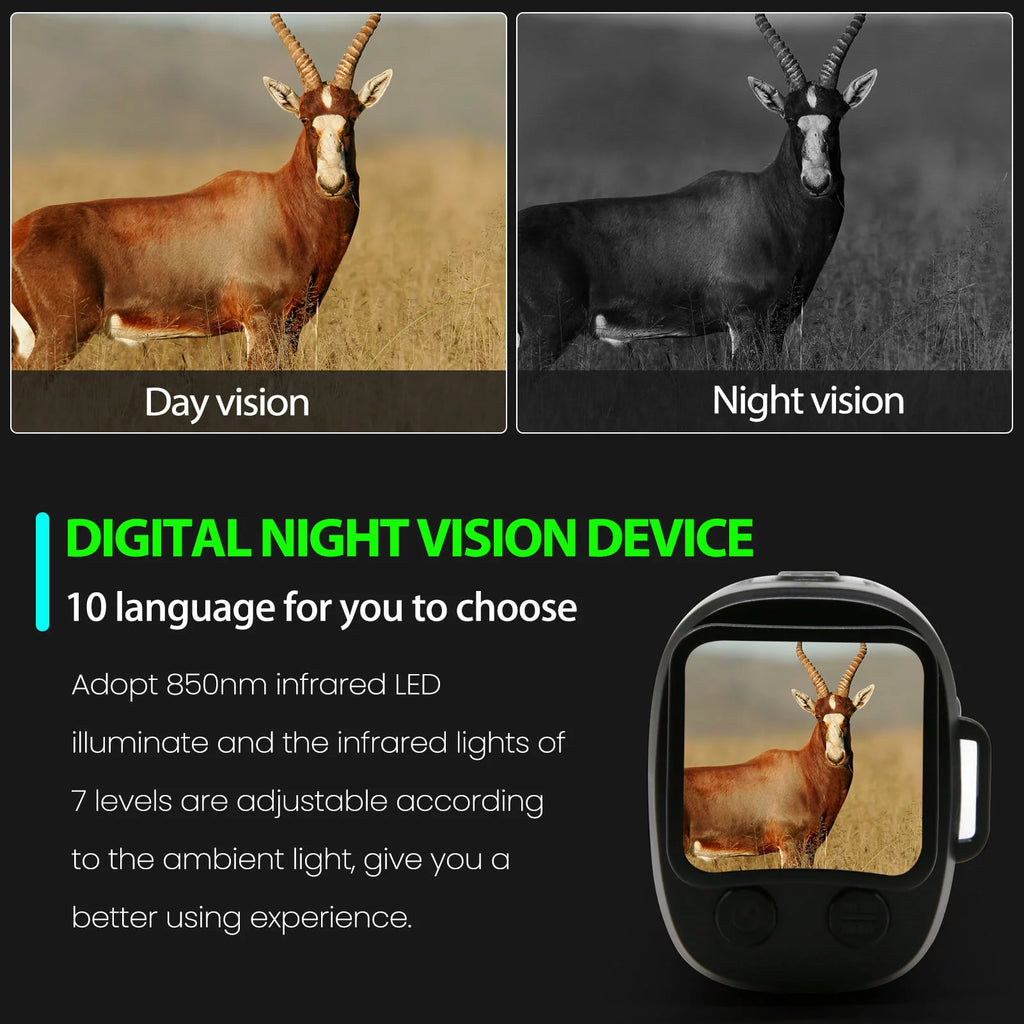 Infrared Night Vision Device 500~1000M Full Dark Viewing Distance 10 Languages Animal Observation