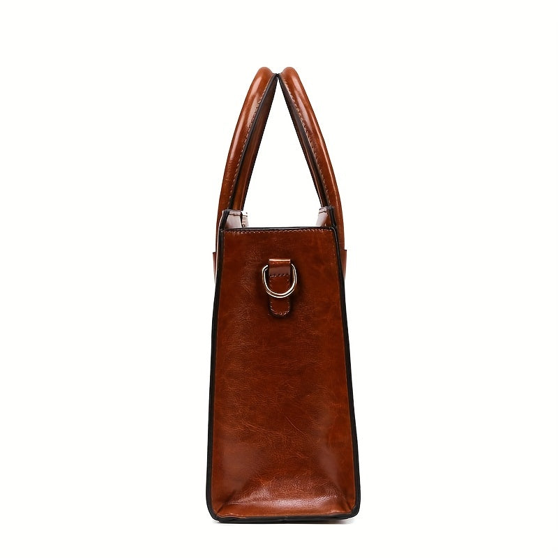 MICHROE Vintage Vegan Tote Bag Set  Top Handle Satchel  Women‘s Luxury Handbag  Shoulder Purse & Crossbody Bag