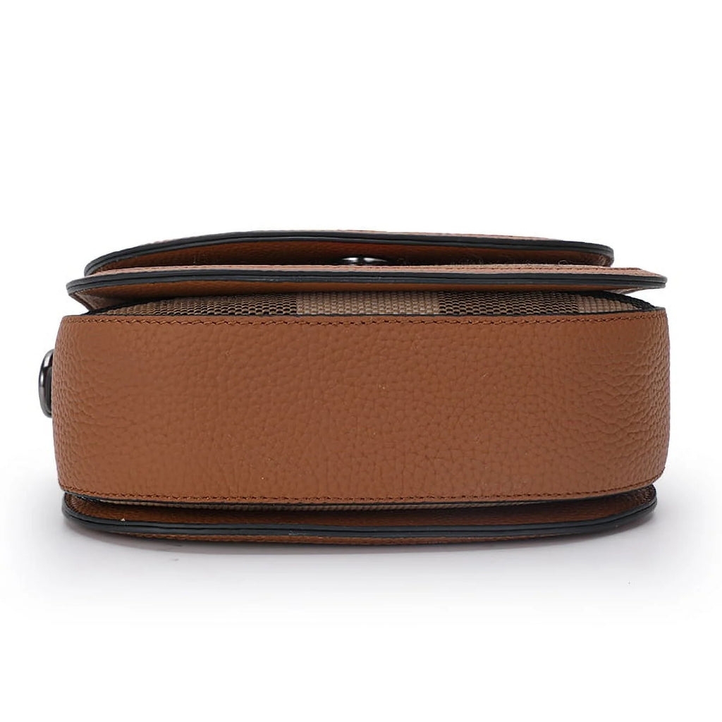 Aidrani   New Female One Shoulder Crossbody Bag Canvas with Cowhide Saddle Bag