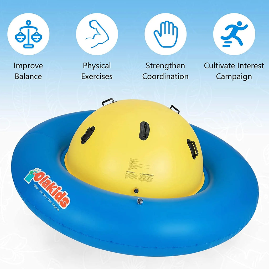 OLAKIDS 8FT Inflatable Dome Rocker Bouncer, Outdoor Kids Giant Roll and Play Seesaw Rocker with 6 Secure Handles, Max Weight 250 LBS, Toddlers Climbing Game Toy Backyard Play Center Equipment