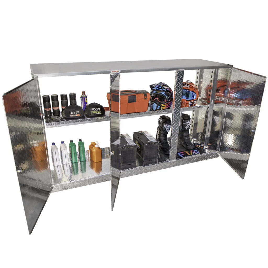 Extreme Max 5001.6418 Diamond Plated Aluminum Base Cabinet for Garage, Shop, Enclosed Trailer - 72", Silver