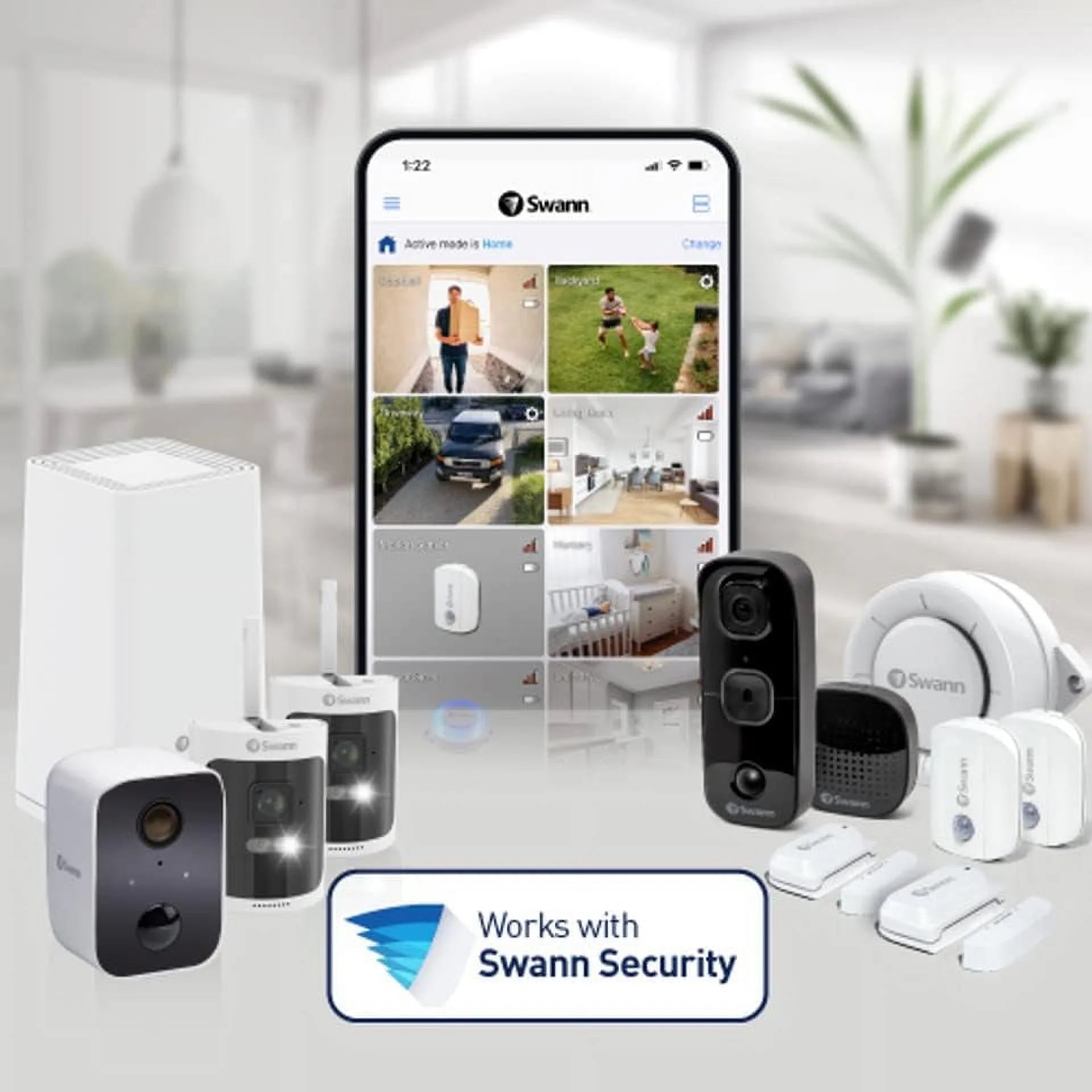 Swann Hardwired Indoor and Outdoor Smart-Enabled DVR Security Camera System