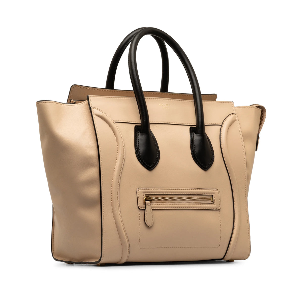 Secondhand Authenticated Celine Mini Bicolor Luggage Tote Calf Leather Brown Tote Bag Unisex (Good)