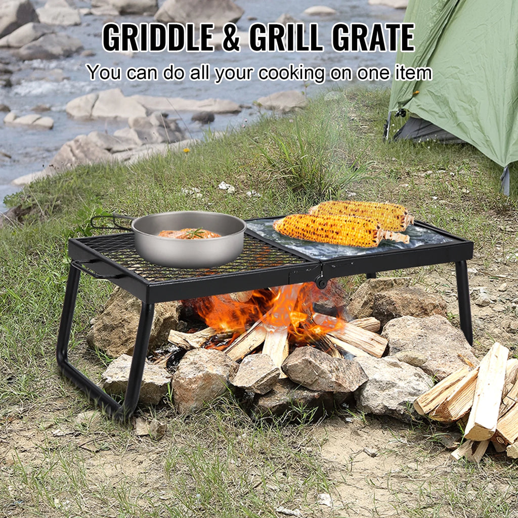 SKYSHALO Folding Campfire Grill Portable Camping Fire Pit Metal Outdoor BBQ Picnic