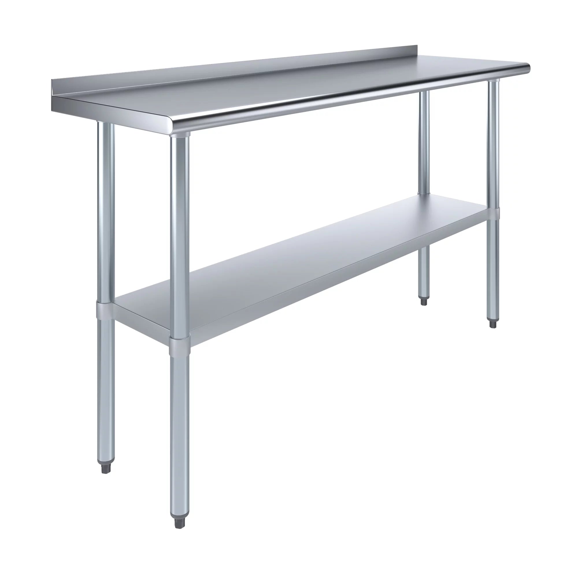 AmGood 18" X 60" Corrosion-free Metal Work Table with 1.5" Backsplash | Metal Kitchen Food Prep Table | NSF