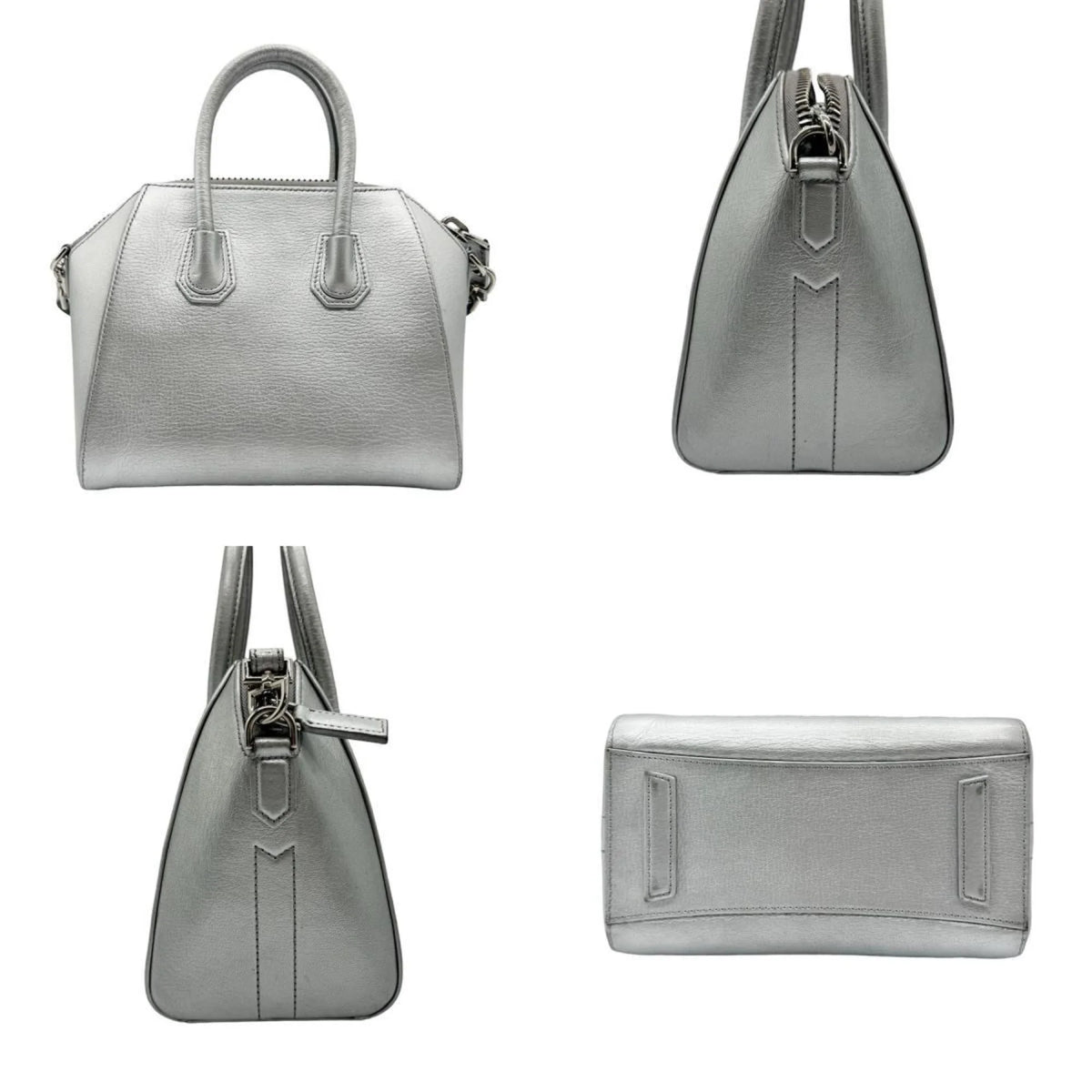 Used Givenchy Handbag Shoulder Bag Antigona Leather Silver For Her (Good)