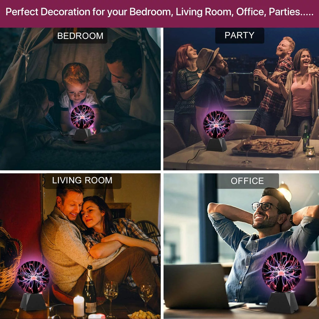 Plasma Ball, 8 Inch Sensitive Plasma Lamp, Nebula Sphere Plasma Globe Novelty Toy for Decorations/Kids/Bedroom