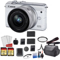 Canon EOS M200 Mirrorless Digital Camera with 15-45mm Lens (White) Kit with Spare Battery + 128GB Memory Card + More