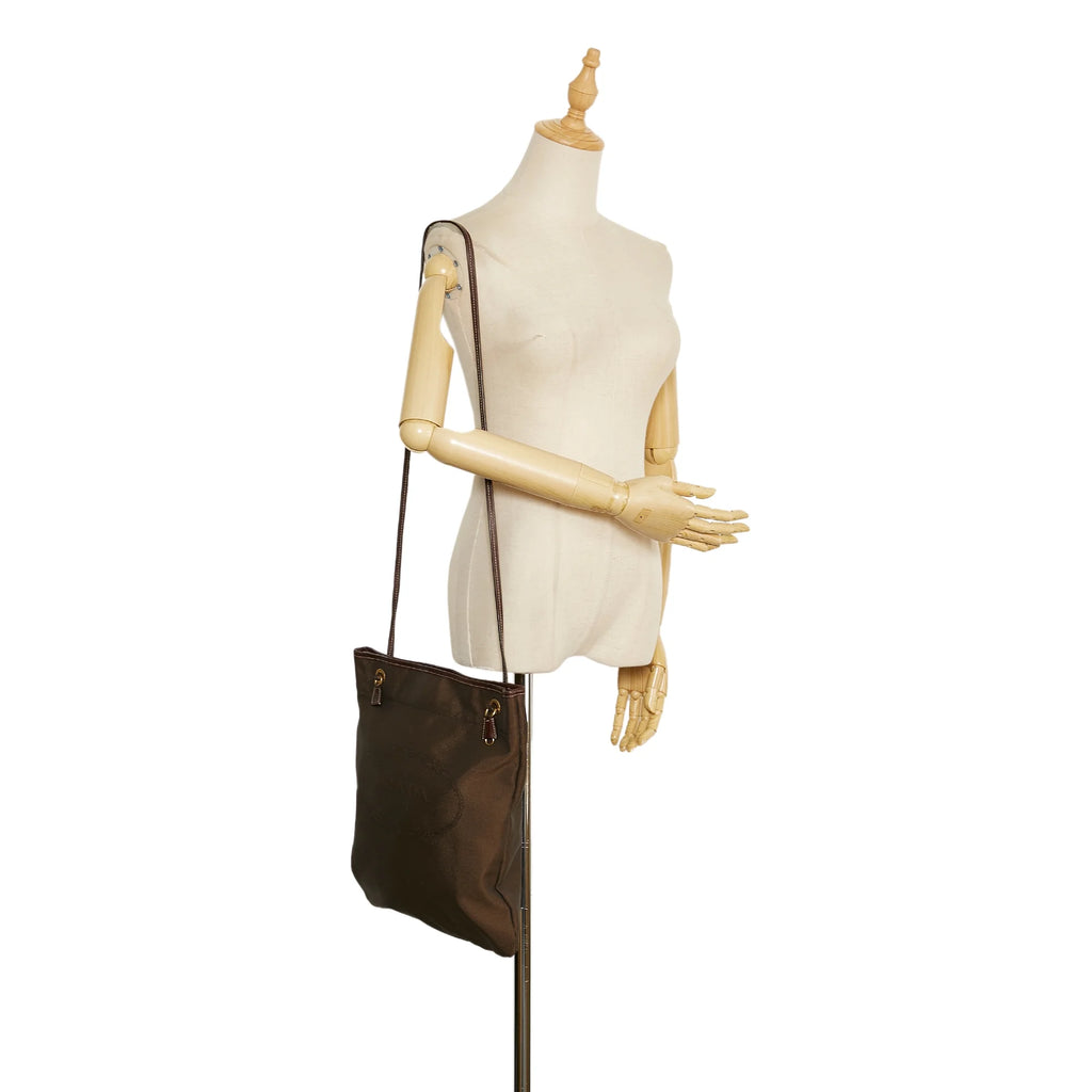 Used Authenticated Prada Canapa Logo Crossbody Canvas Fabric Brown Crossbody Bag Unisex (Good)