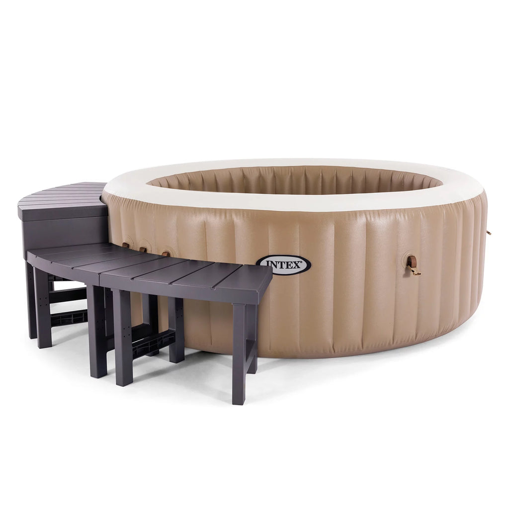 Intex PureSpa Plus Greywood Inflatable Hot Tub Jet Spa w/ Accessory Benches