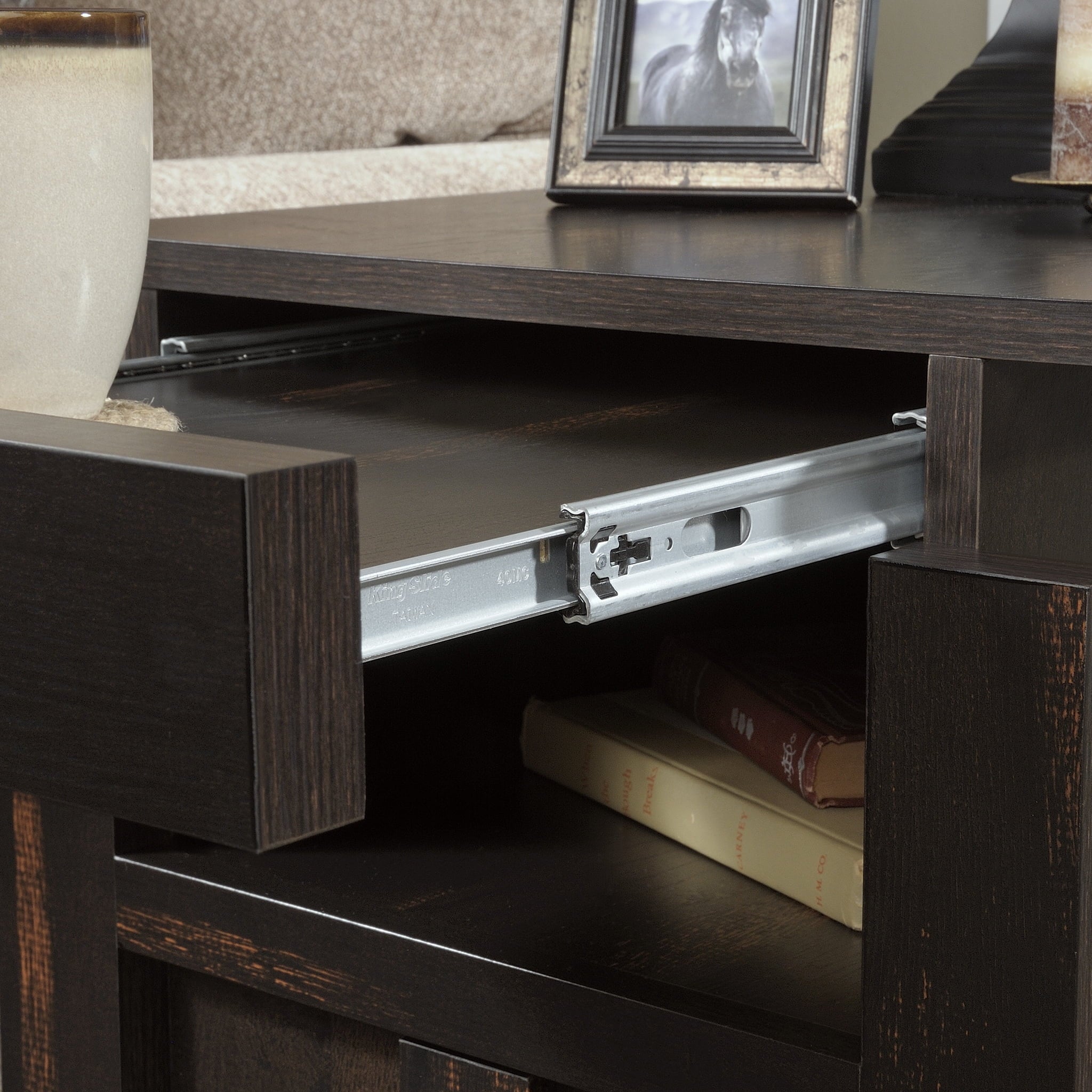 Sauder Dakota Pass End Table, Char Pine Finish