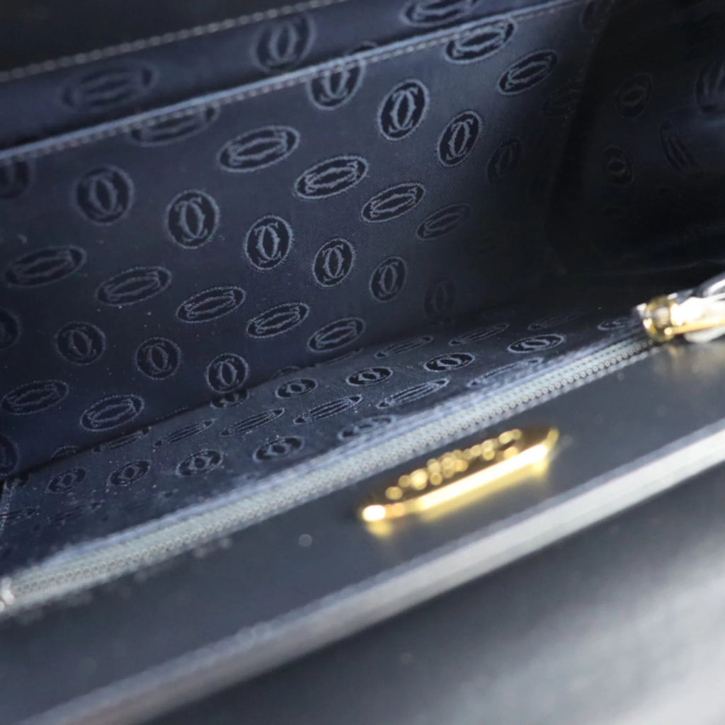 Previously Owned CARTIER Cartier sapphire line handbag calf dark navy mini bag (Good)