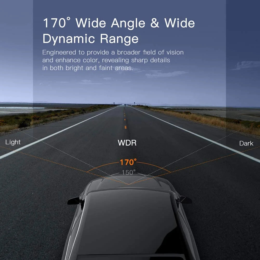 Dash Cam 1080P Full HD Front and Rear 3 Inch Car Cam 170°Wide Angle Screen, Black