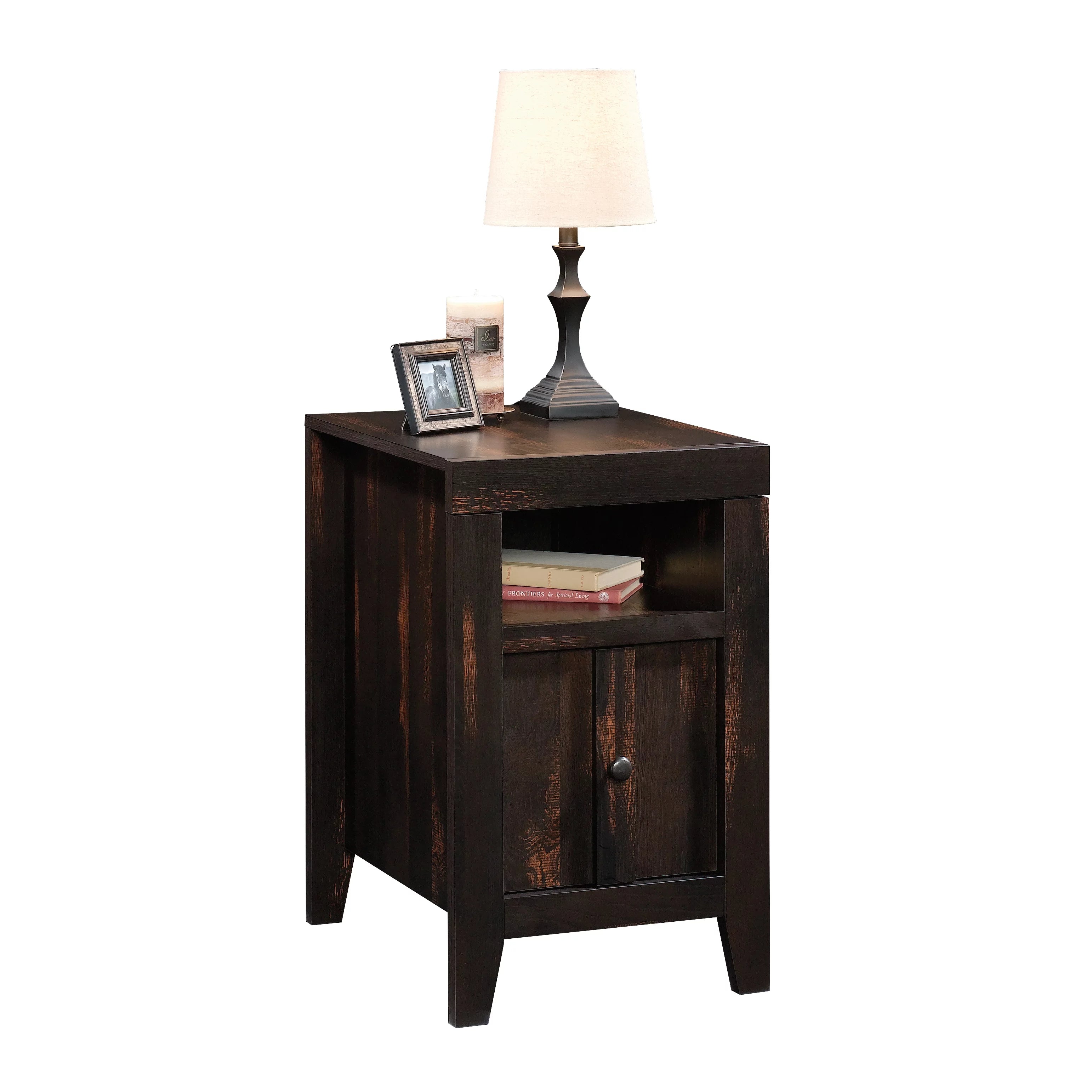 Sauder Dakota Pass End Table, Char Pine Finish