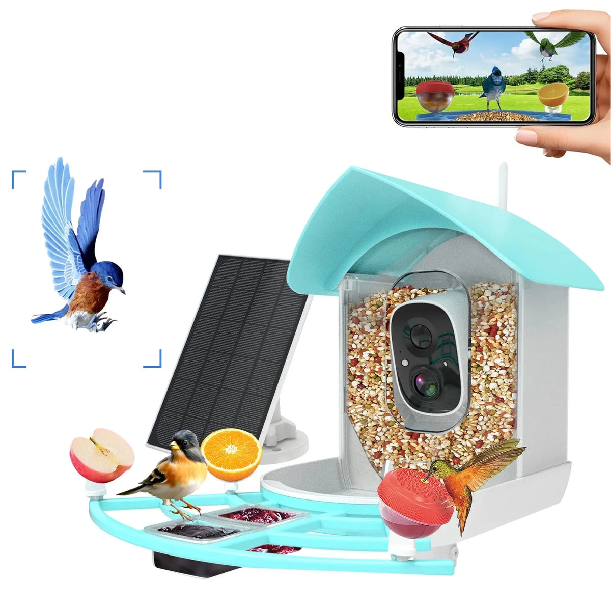 Bird Feeder with Camera, 1080HD Smart Bird Feeder with PIR Motion Detection AI Intelligent Recognition for Bird Watching, with Squirrel Deterrent for Bird Lover