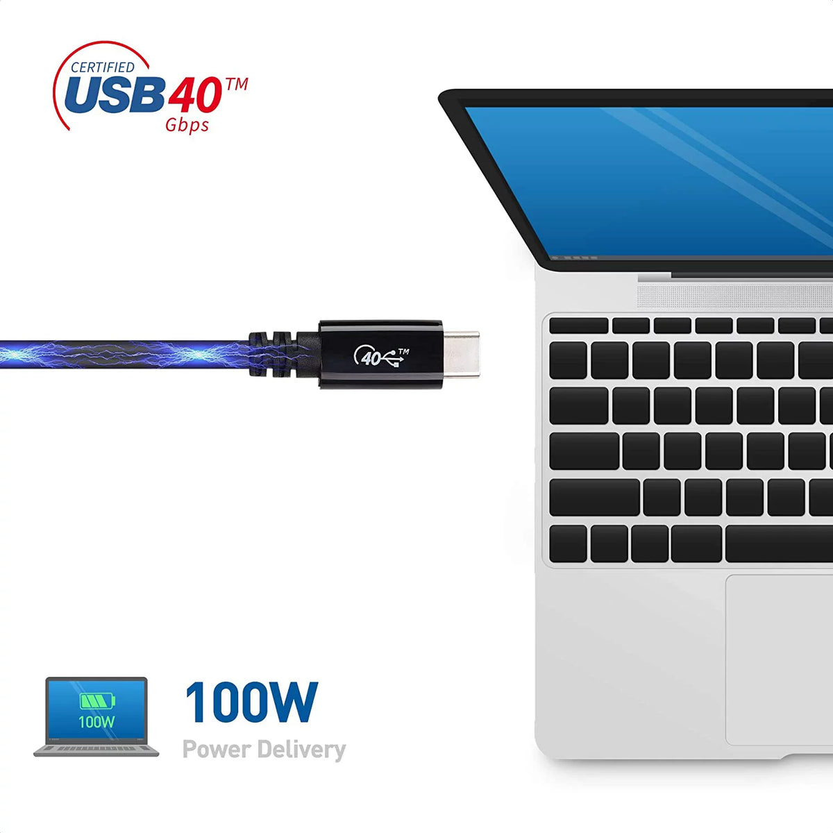 [USB-IF Certified] Cable Matters USB4 Cable 2.6 ft with 40Gbps Data, 8K Video Support, and 100W Charging, Compatible with Thunderbolt 4 Thunderbolt 3, USB C for MacBook, DELL XPS, Surface Pro and More