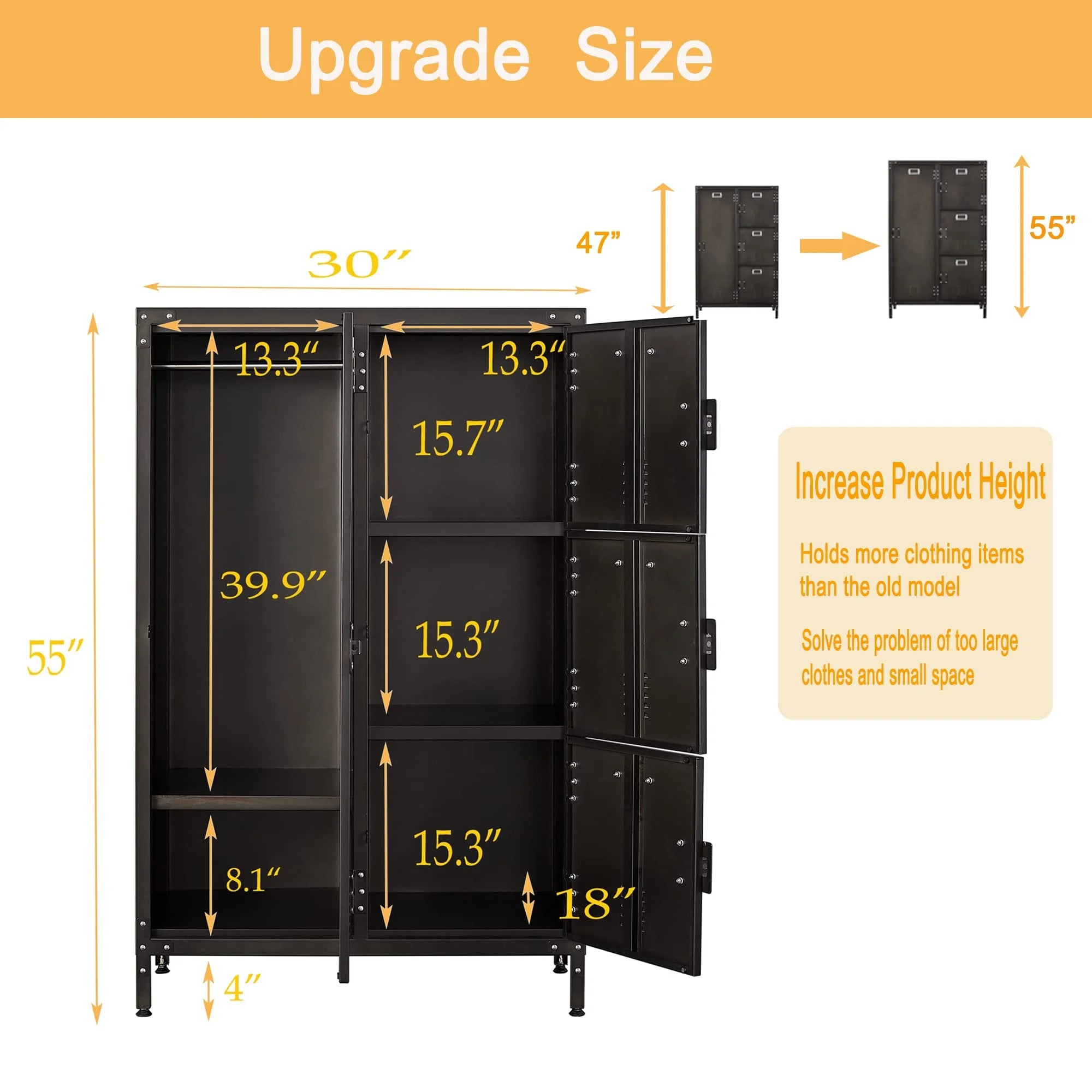 STANI Metal Lockers for Employees,71" Alloy Storage Cabinet with 4 Door Lockable for Office Staff,Home Sundries,Gym,School