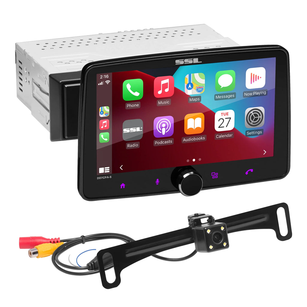 Sound Storm Laboratories DD7CPA-CS Car Audio Stereo – Apple CarPlay, Android Auto, Single Din, 7 Inch Touchscreen, Bluetooth, No CD DVD Player, AM/FM Radio Receiver, Backup Camera