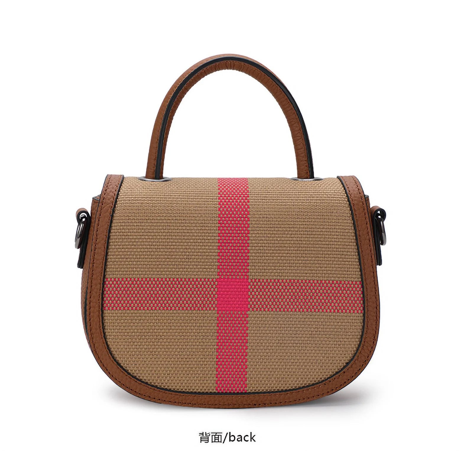 Aidrani   New Female One Shoulder Crossbody Bag Canvas with Cowhide Saddle Bag